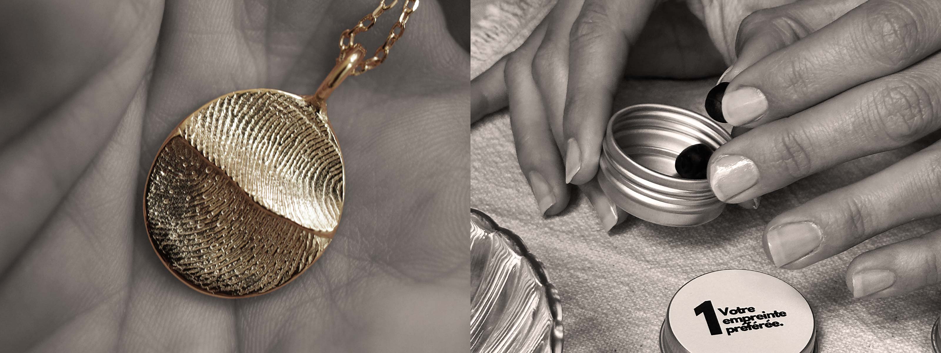 Bijoux empreinte personnalisés, idée cadeau de Noël fait main à Paris