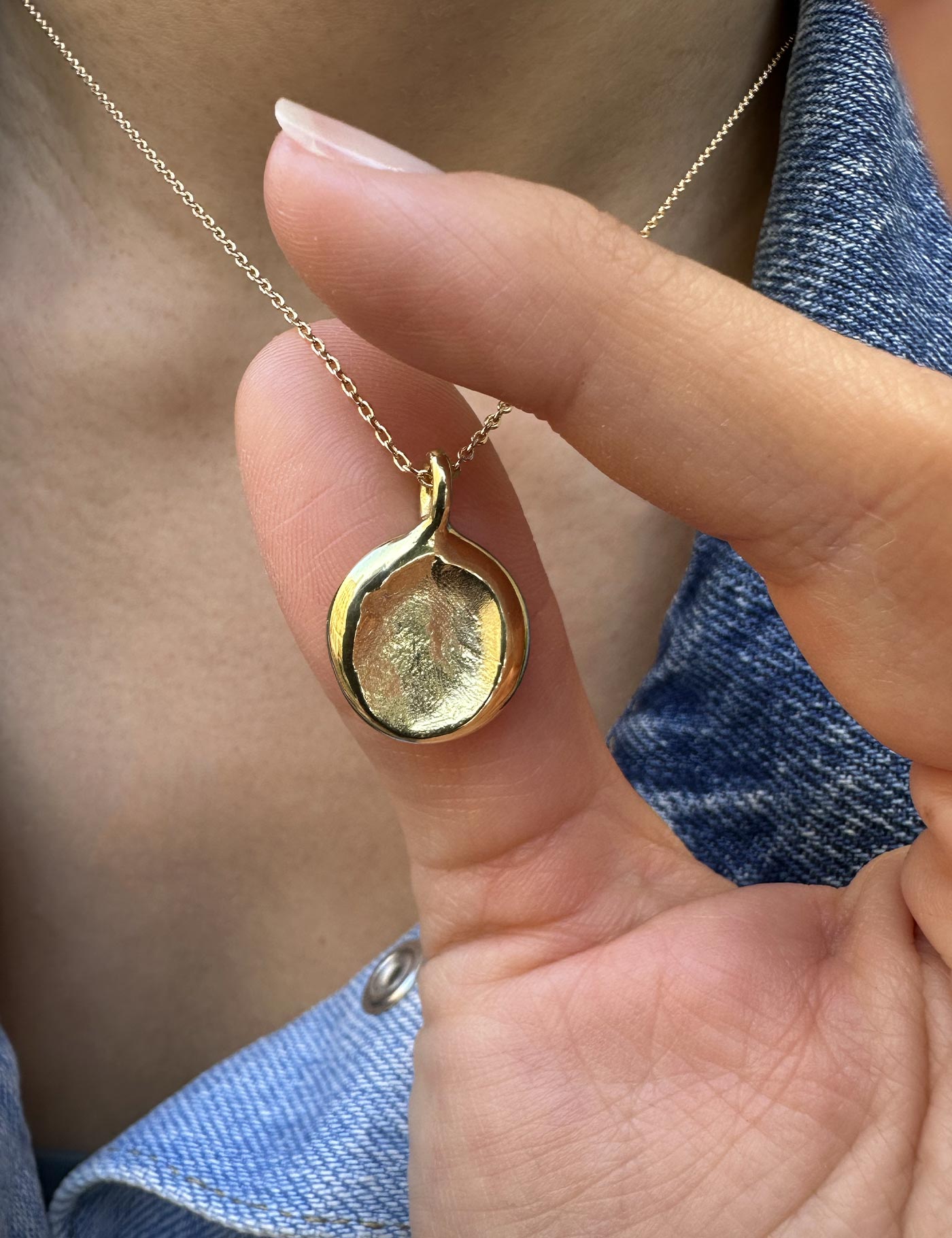 Collier Médaillon Empreintes digitales personnalisé - Plaqué Or