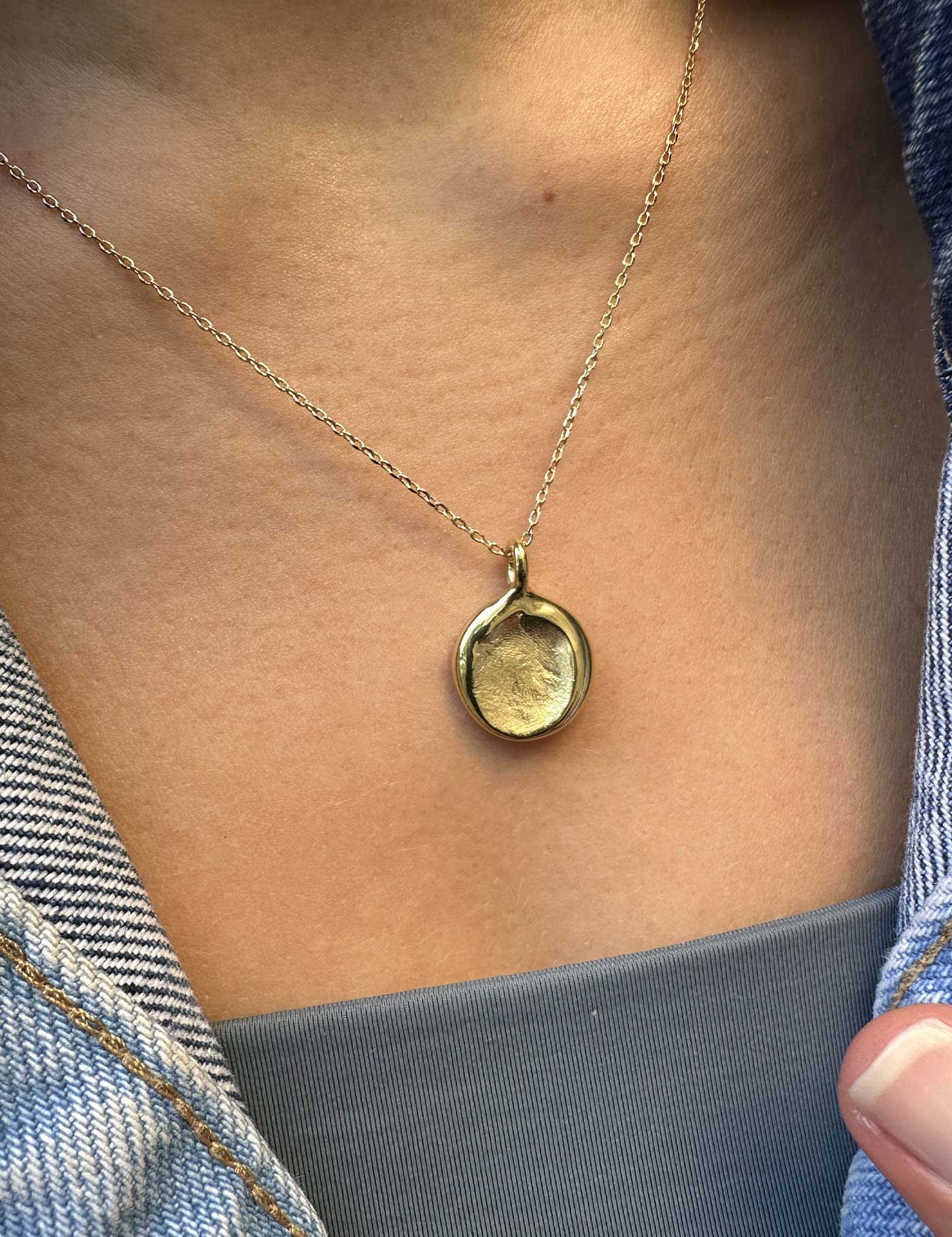 Collier Médaillon Empreintes digitales personnalisé - Plaqué Or
