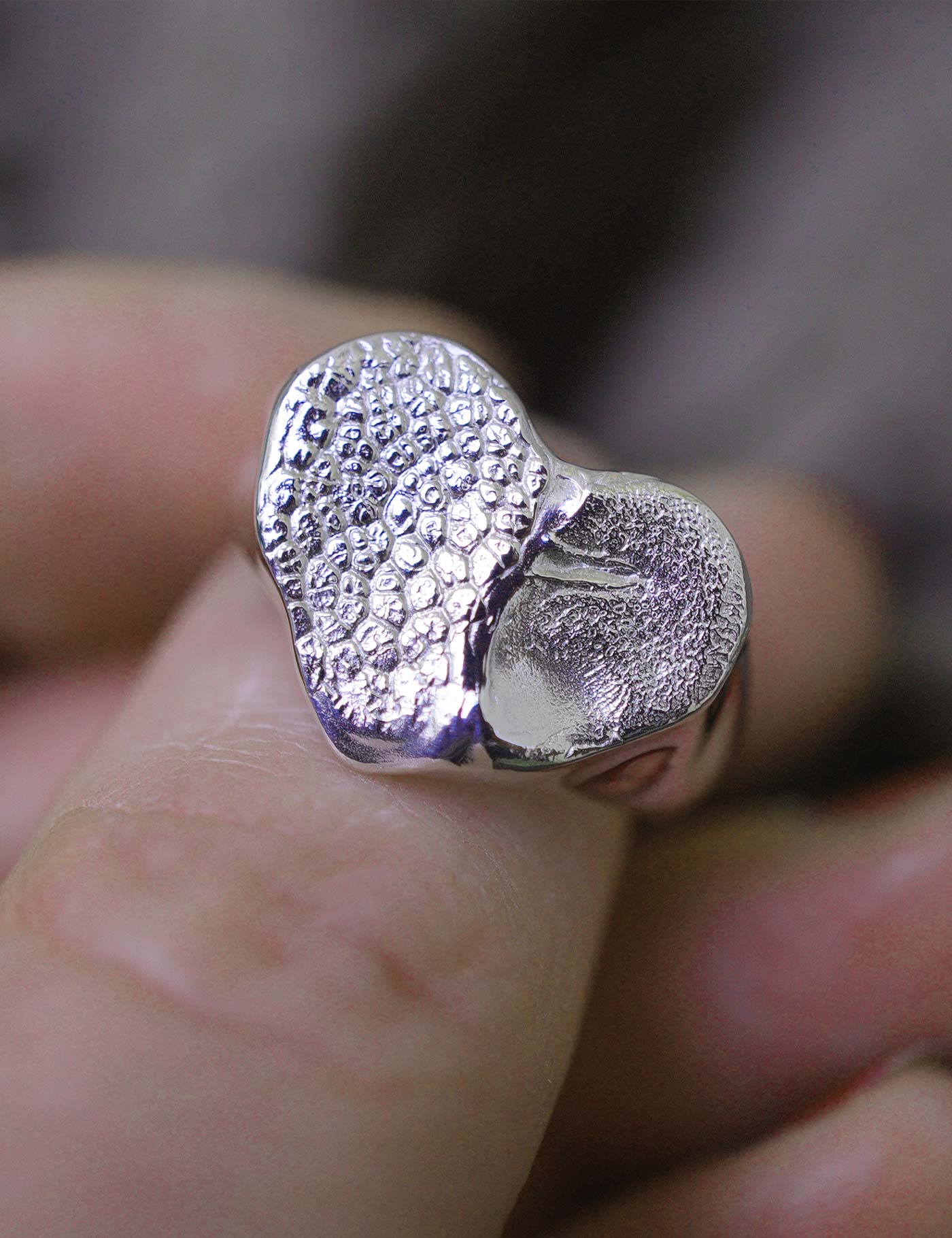 Chevalière coeur Empreinte digitale - Argent 925