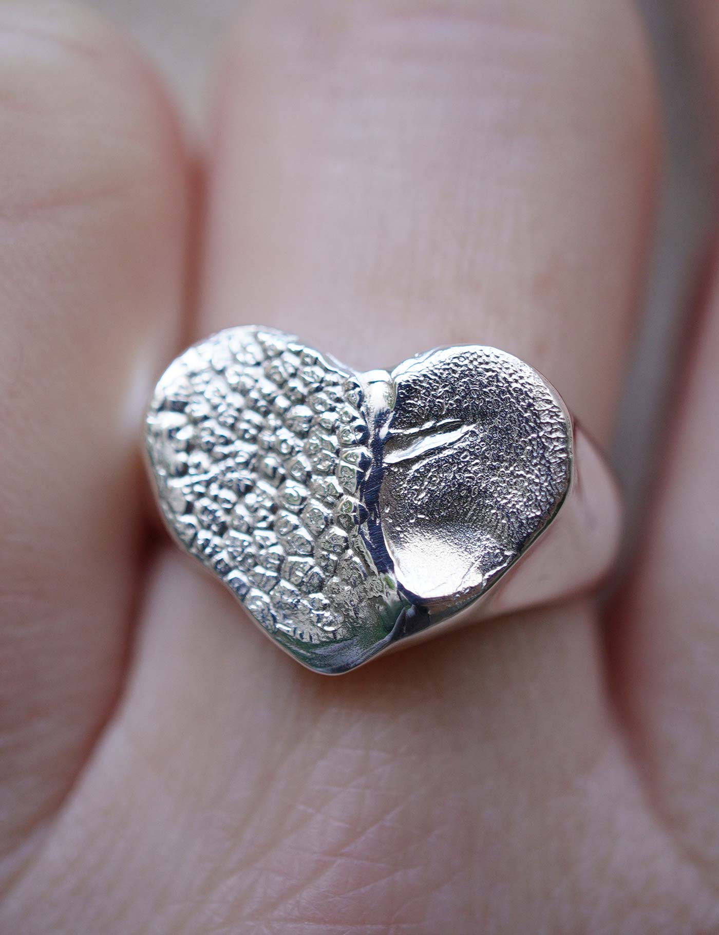 Chevalière coeur Empreinte digitale - Argent 925