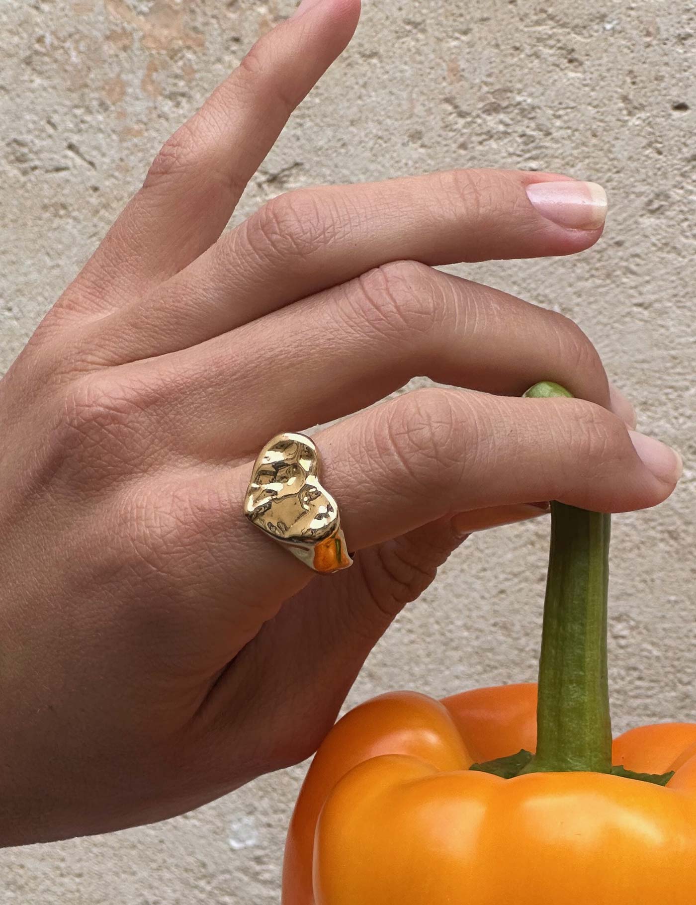 Chevalière coeur ÉCUME - Plaqué or