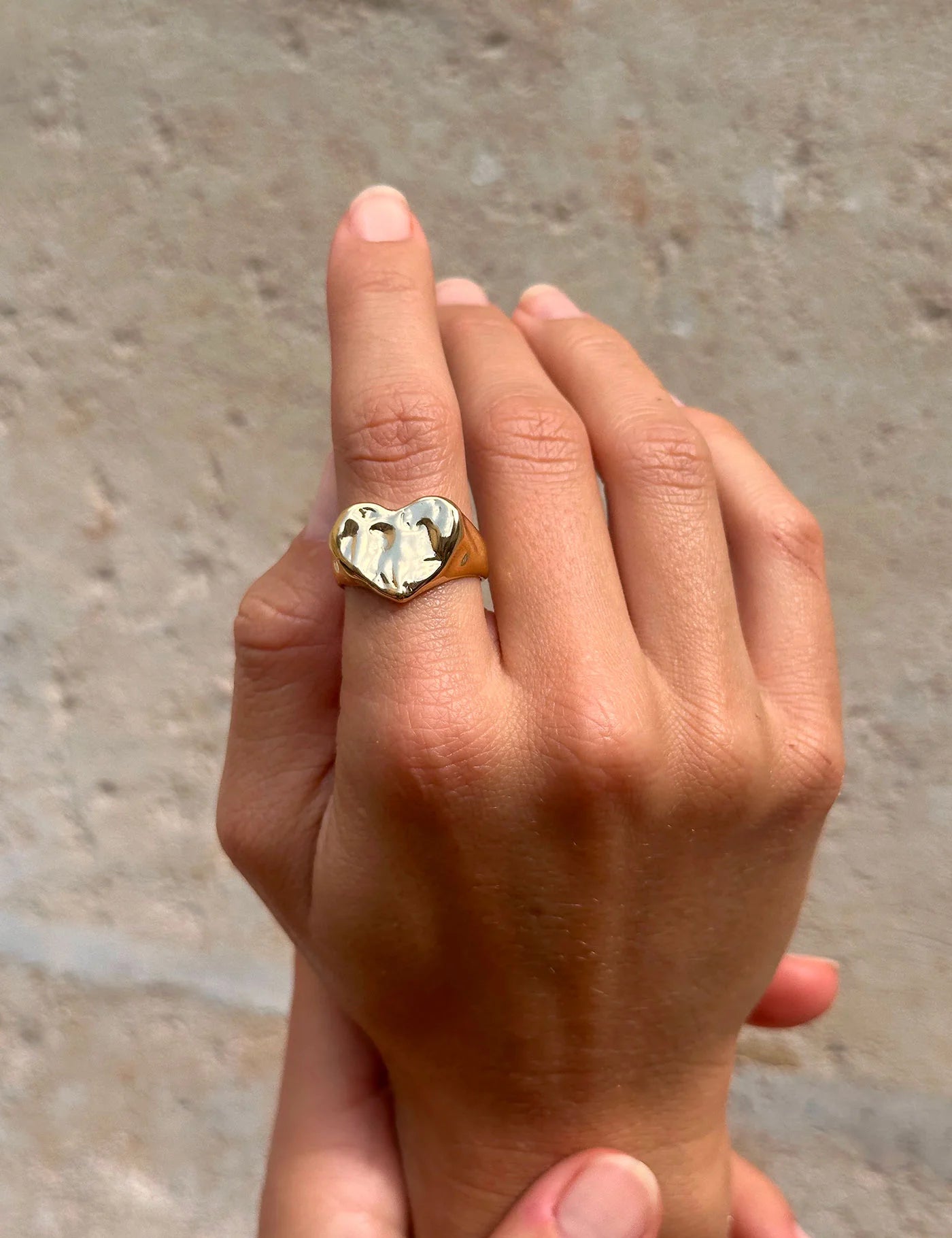 Chevalière coeur ÉCUME - Plaqué or