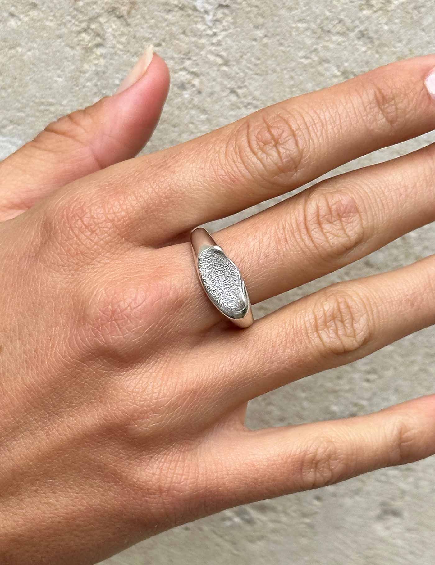 Bague en argent 925 avec empreinte digitale physique personnalisée - idée cadeau mémorable et sur mesure
